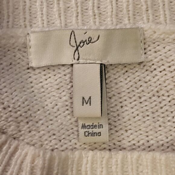 Joie Ruthine Sweater, Breton Stripes, Puff Sleeves, Buttons, Crew Neck, Sz M - Picture 5 of 11